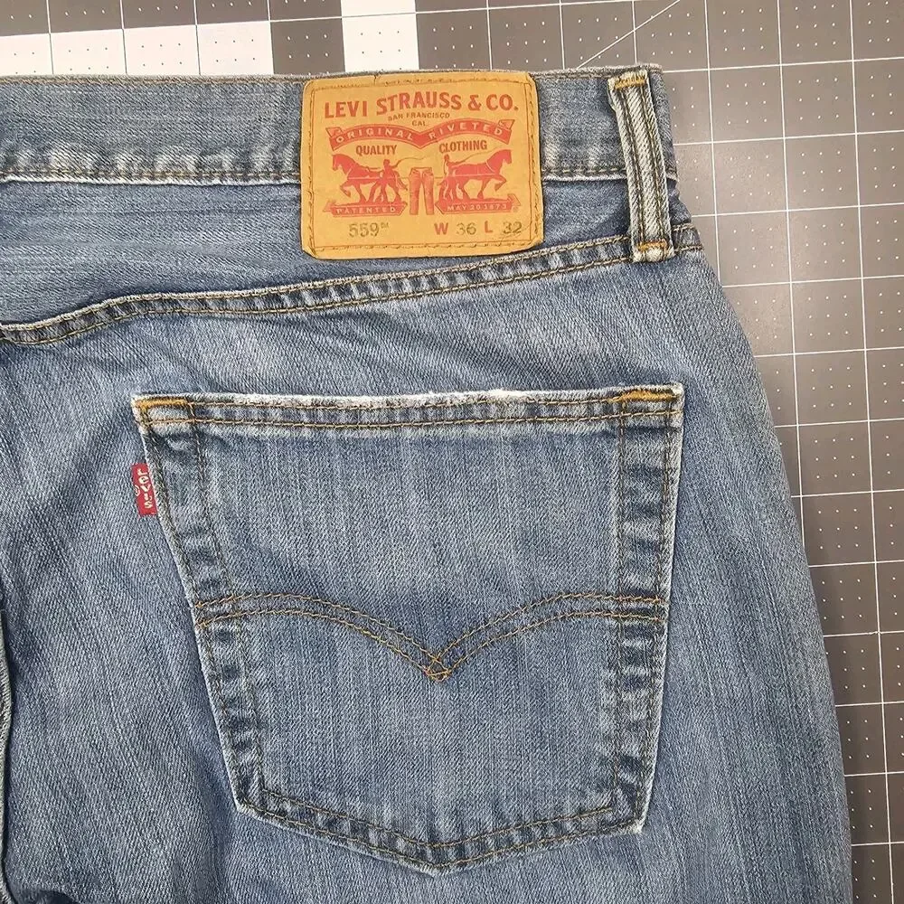 Levis 559 Jeans 36x32 Faded Blue Loose Baggy Straight Y2K Streetwear Workwear